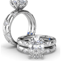 Abstract Oval Diamond Engagement Ring Setting with Round Diamond Accents by Fana - 0.31 Carat Total Diamond Weight