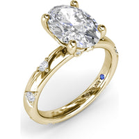 Abstract Oval Diamond Engagement Ring Setting with Round Diamond Accents by Fana - 0.31 Carat Total Diamond Weight