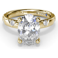 Abstract Oval Diamond Engagement Ring Setting with Round Diamond Accents by Fana - 0.31 Carat Total Diamond Weight