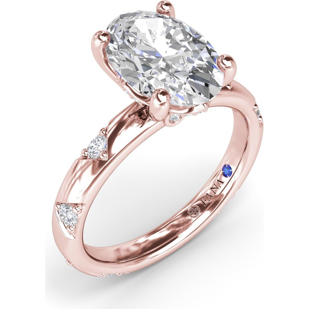 Abstract Oval Diamond Engagement Ring Setting with Round Diamond Accents by Fana - 0.31 Carat Total Diamond Weight