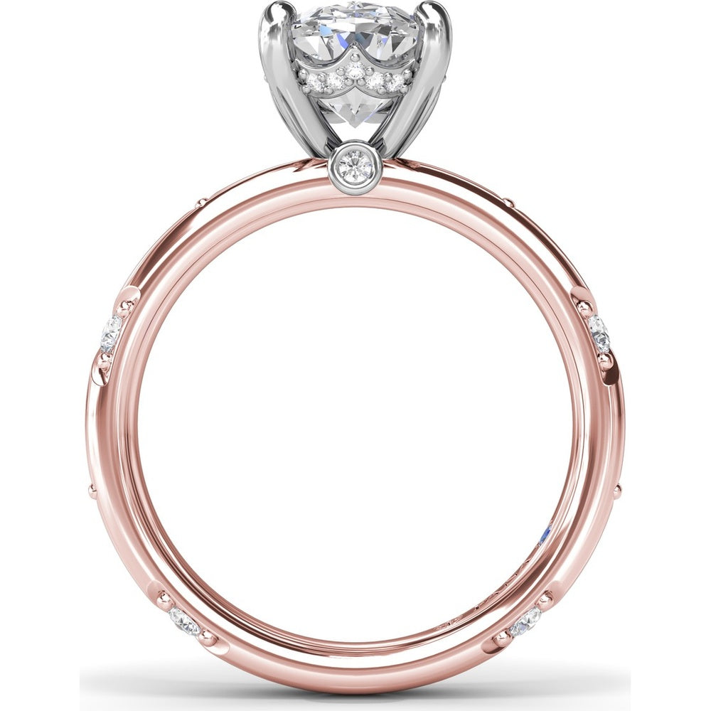 Abstract Oval Diamond Engagement Ring Setting with Round Diamond Accents by Fana - 0.31 Carat Total Diamond Weight