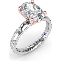 Abstract Oval Diamond Engagement Ring Setting with Round Diamond Accents by Fana - 0.31 Carat Total Diamond Weight