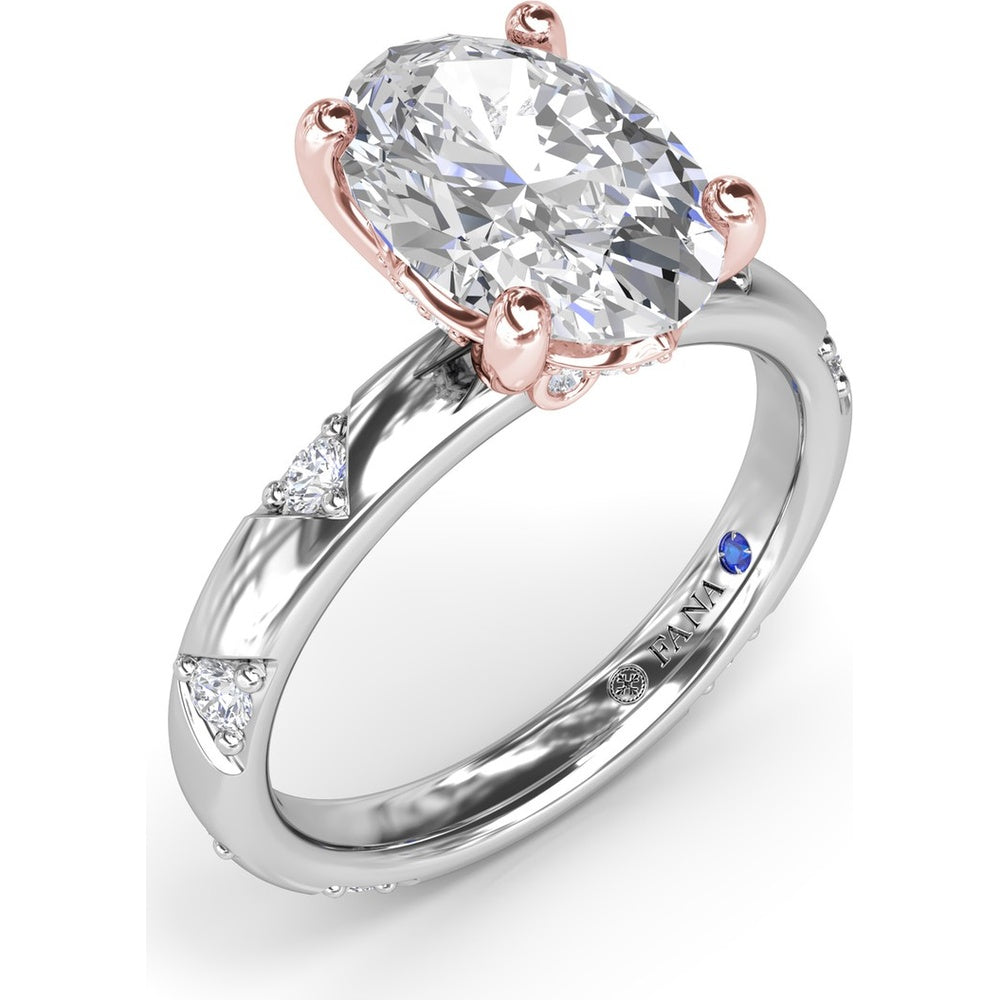 Abstract Oval Diamond Engagement Ring Setting with Round Diamond Accents by Fana - 0.31 Carat Total Diamond Weight