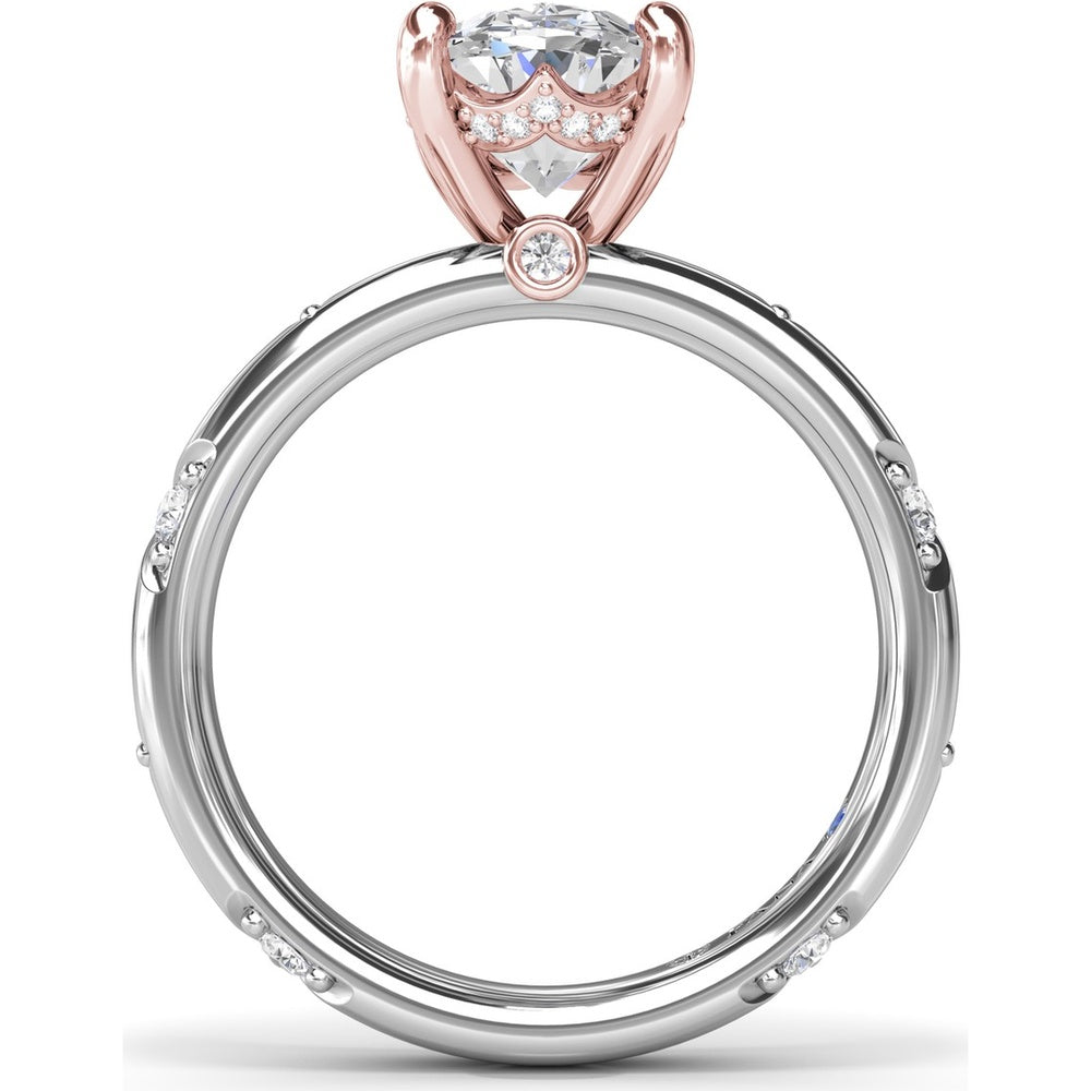 Abstract Oval Diamond Engagement Ring Setting with Round Diamond Accents by Fana - 0.31 Carat Total Diamond Weight