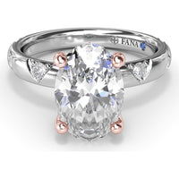 Abstract Oval Diamond Engagement Ring Setting with Round Diamond Accents by Fana - 0.31 Carat Total Diamond Weight