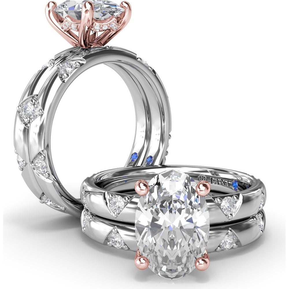 Abstract Oval Diamond Engagement Ring Setting with Round Diamond Accents by Fana - 0.31 Carat Total Diamond Weight