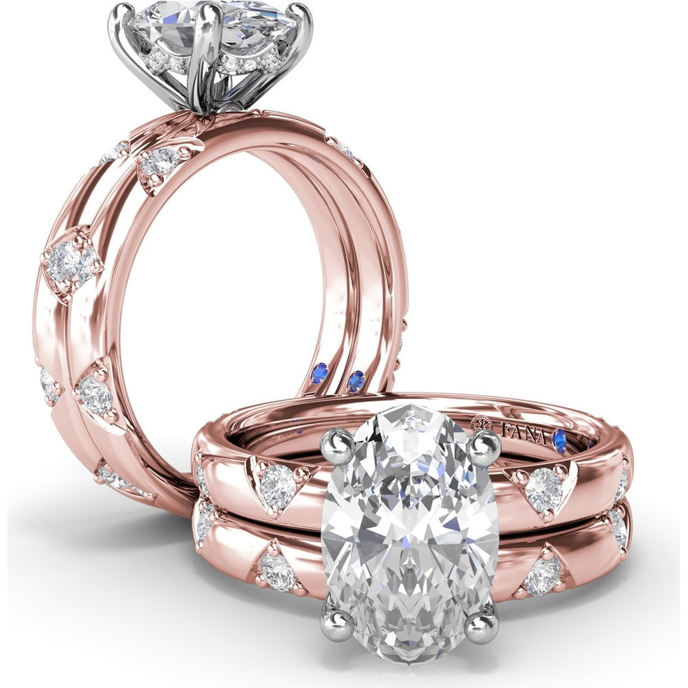 Abstract Oval Diamond Engagement Ring Setting with Round Diamond Accents by Fana - 0.31 Carat Total Diamond Weight