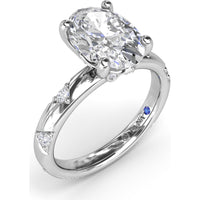 Abstract Oval Diamond Engagement Ring Setting with Round Diamond Accents by Fana - 0.31 Carat Total Diamond Weight