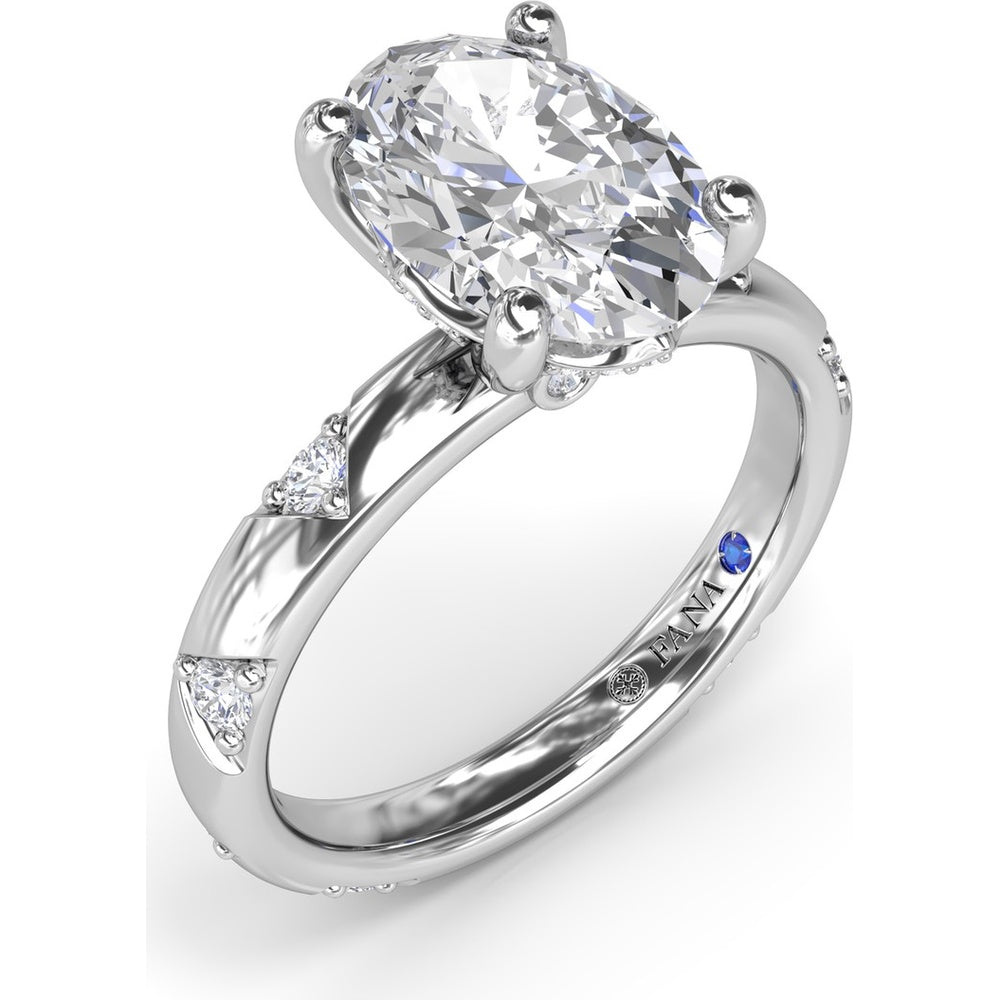 Abstract Oval Diamond Engagement Ring Setting with Round Diamond Accents by Fana - 0.31 Carat Total Diamond Weight