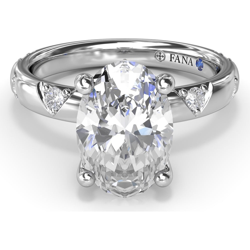 Abstract Oval Diamond Engagement Ring Setting with Round Diamond Accents by Fana - 0.31 Carat Total Diamond Weight