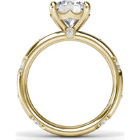 Abstract Round Diamond Engagement Ring Setting with Pavé Triangular Ridges by Fana - 0.26 Carat Total Diamond Weight