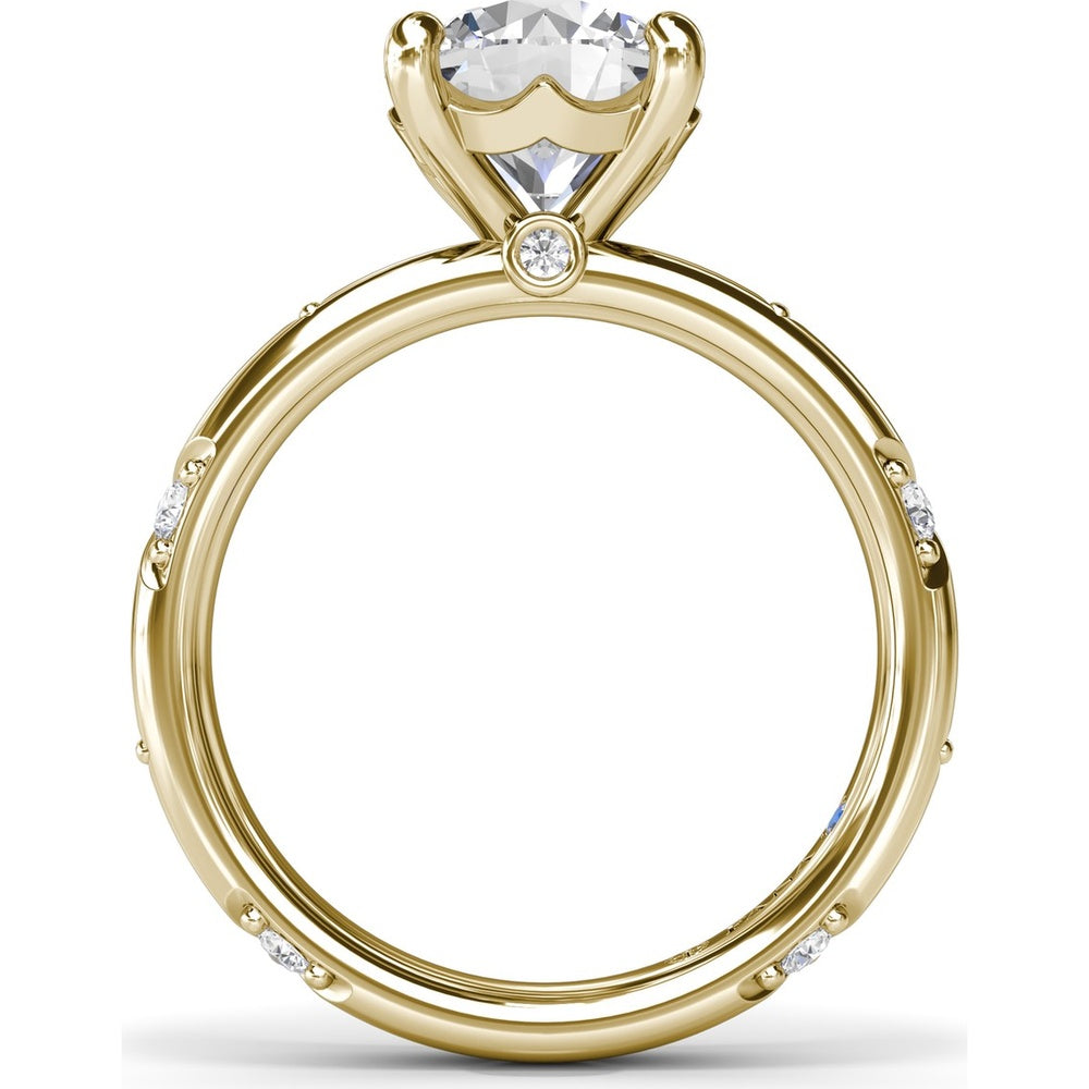 Abstract Round Diamond Engagement Ring Setting with Pavé Triangular Ridges by Fana - 0.26 Carat Total Diamond Weight