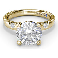 Abstract Round Diamond Engagement Ring Setting with Pavé Triangular Ridges by Fana - 0.26 Carat Total Diamond Weight