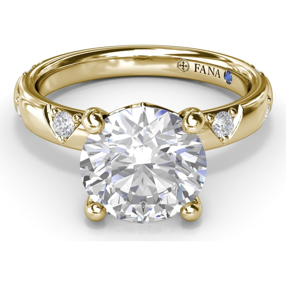 Abstract Round Diamond Engagement Ring Setting with Pavé Triangular Ridges by Fana - 0.26 Carat Total Diamond Weight