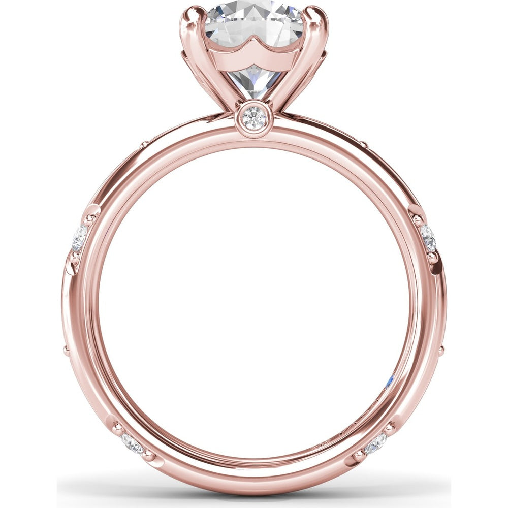 Abstract Round Diamond Engagement Ring Setting with Pavé Triangular Ridges by Fana - 0.26 Carat Total Diamond Weight