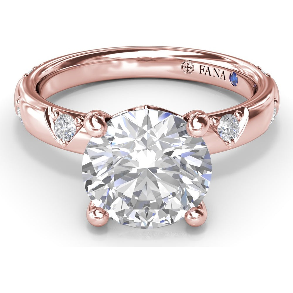 Abstract Round Diamond Engagement Ring Setting with Pavé Triangular Ridges by Fana - 0.26 Carat Total Diamond Weight