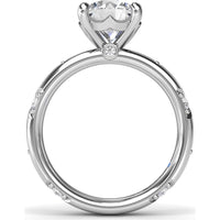 Abstract Round Diamond Engagement Ring Setting with Pavé Triangular Ridges by Fana - 0.26 Carat Total Diamond Weight