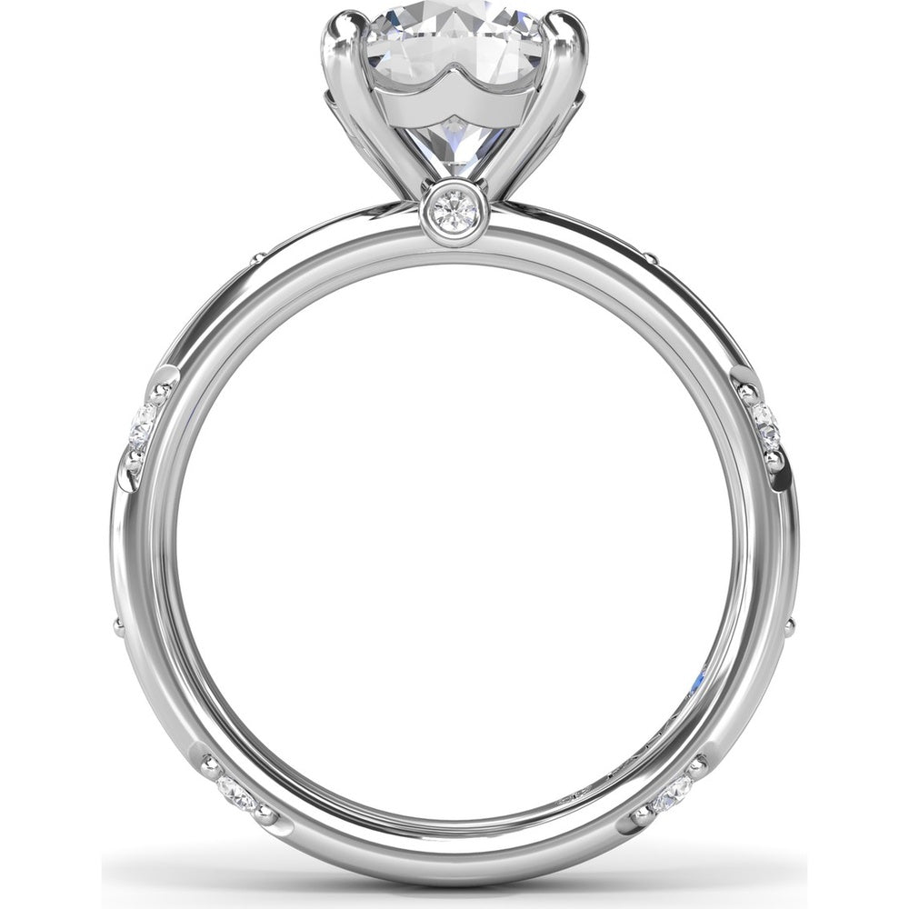 Abstract Round Diamond Engagement Ring Setting with Pavé Triangular Ridges by Fana - 0.26 Carat Total Diamond Weight