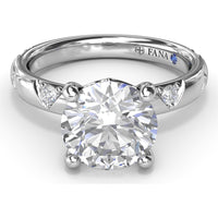 Abstract Round Diamond Engagement Ring Setting with Pavé Triangular Ridges by Fana - 0.26 Carat Total Diamond Weight