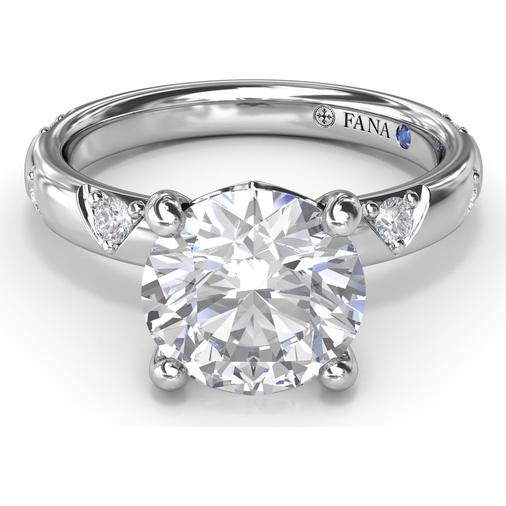 Abstract Round Diamond Engagement Ring Setting with Pavé Triangular Ridges by Fana - 0.26 Carat Total Diamond Weight