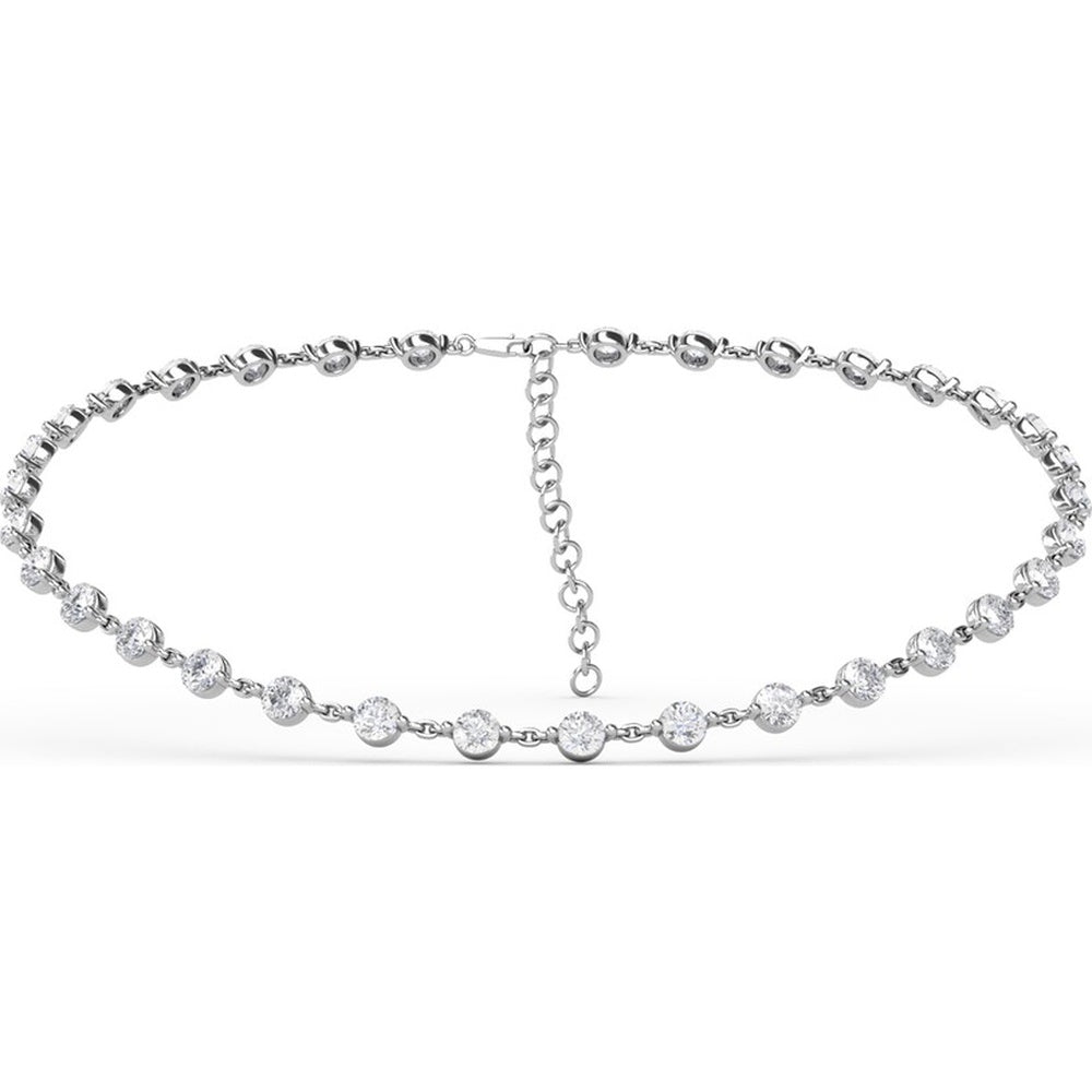 Adjustable Diamond Choker Necklace with Prong-Set Round Diamonds by Fana - 15.51 Carat Total Diamond Weight
