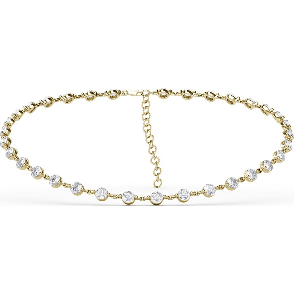 Adjustable Diamond Choker Necklace with Prong-Set Round Diamonds by Fana - 15.51 Carat Total Diamond Weight