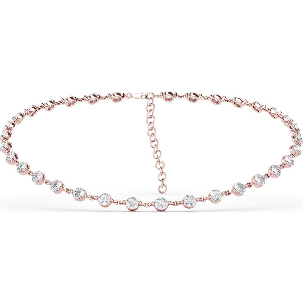 Adjustable Diamond Choker Necklace with Prong-Set Round Diamonds by Fana - 15.51 Carat Total Diamond Weight