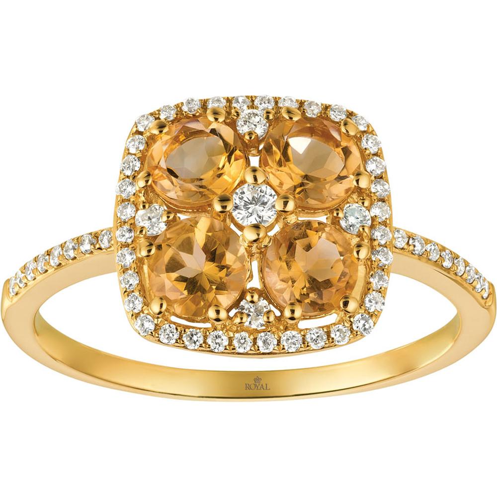 Alluring 14K Yellow Gold 0.95 Carat Citrine & 0.22 Carat Diamond Ring
