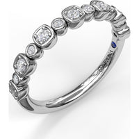 Alternating Bezel Set Cushion and Round Diamond Band by Fana - 0.19 Carat Total Diamond Weight