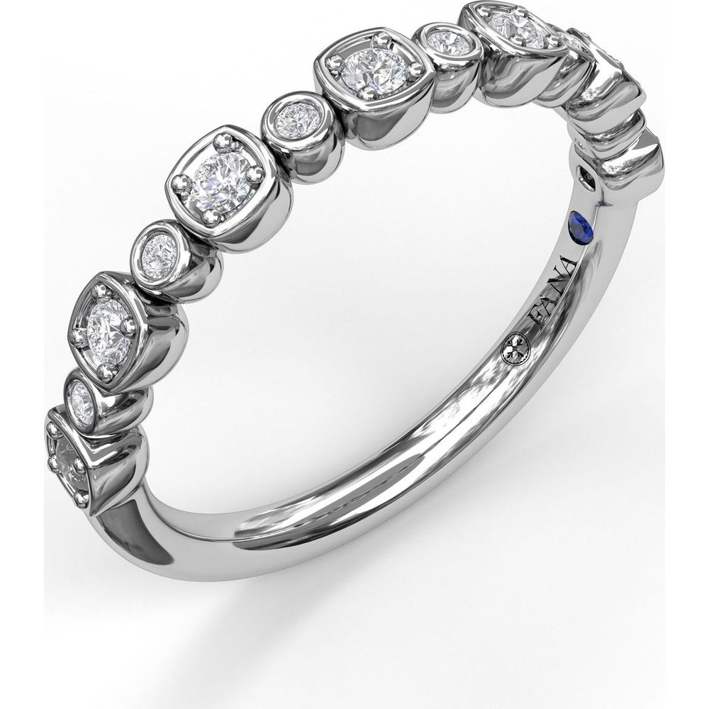 Alternating Bezel Set Cushion and Round Diamond Band by Fana - 0.19 Carat Total Diamond Weight