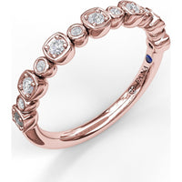 Alternating Bezel Set Cushion and Round Diamond Band by Fana - 0.19 Carat Total Diamond Weight