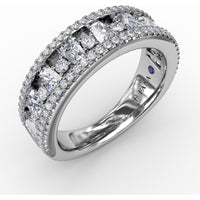 Alternating Diamond Band with Cushion Cut and Round Diamonds by Fana - 0.96 Carat Total Diamond Weight