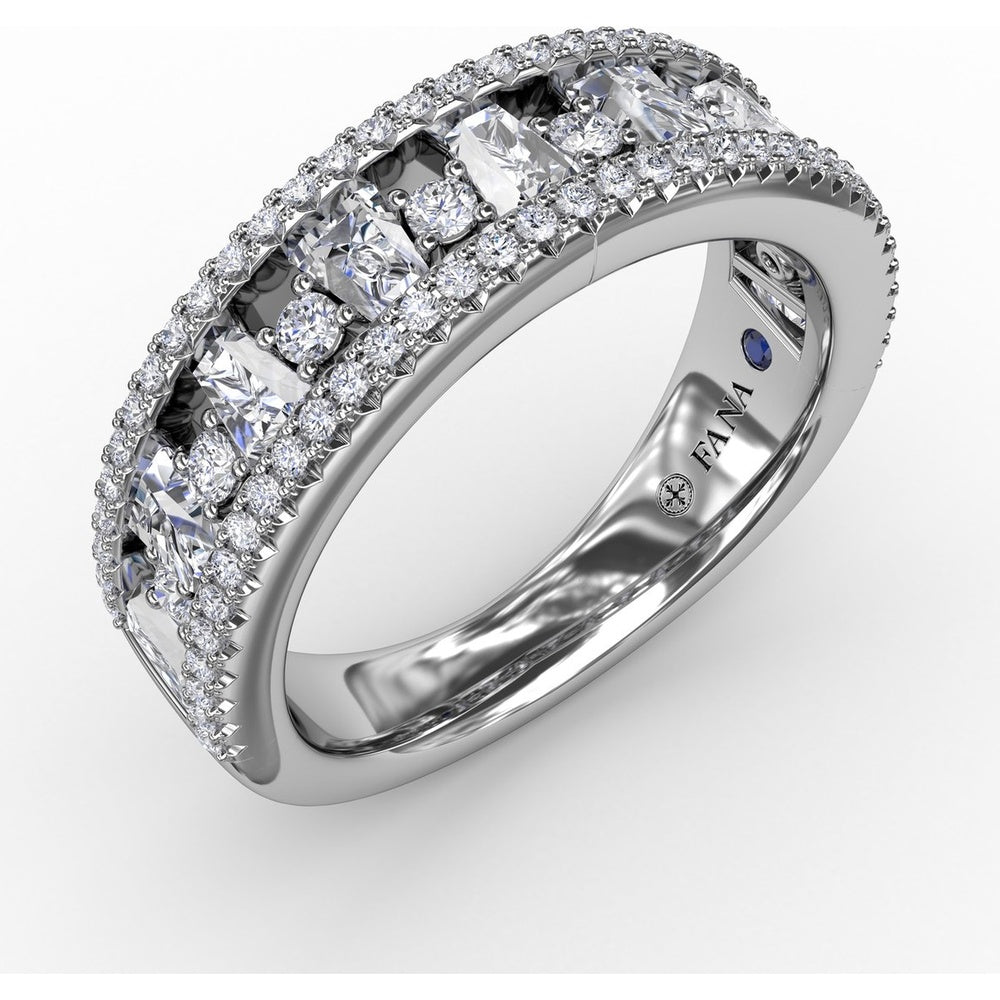 Alternating Diamond Band with Cushion Cut and Round Diamonds by Fana - 0.96 Carat Total Diamond Weight
