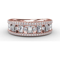 Alternating Diamond Band with Cushion Cut and Round Diamonds by Fana - 0.96 Carat Total Diamond Weight