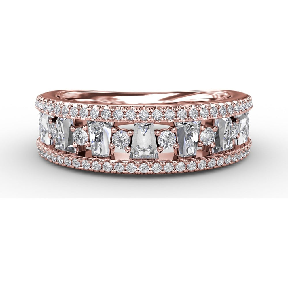 Alternating Diamond Band with Cushion Cut and Round Diamonds by Fana - 0.96 Carat Total Diamond Weight