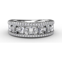 Alternating Diamond Band with Cushion Cut and Round Diamonds by Fana - 0.96 Carat Total Diamond Weight