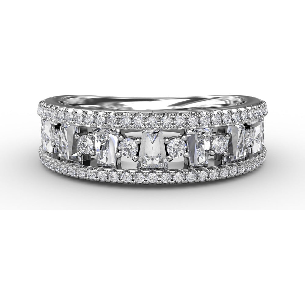 Alternating Diamond Band with Cushion Cut and Round Diamonds by Fana - 0.96 Carat Total Diamond Weight
