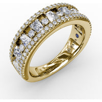 Alternating Diamond Band with Cushion Cut and Round Diamonds by Fana - 0.96 Carat Total Diamond Weight