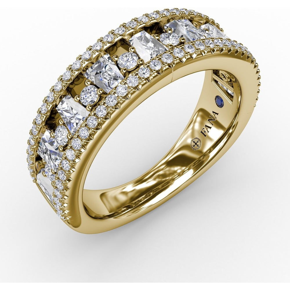 Alternating Diamond Band with Cushion Cut and Round Diamonds by Fana - 0.96 Carat Total Diamond Weight