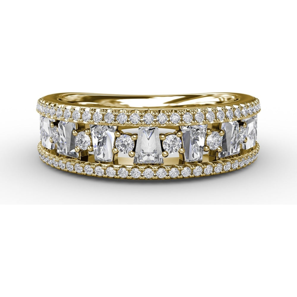 Alternating Diamond Band with Cushion Cut and Round Diamonds by Fana - 0.96 Carat Total Diamond Weight