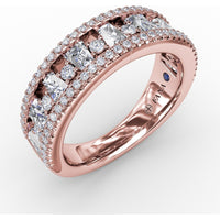 Alternating Diamond Band with Cushion Cut and Round Diamonds by Fana - 0.96 Carat Total Diamond Weight