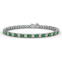 Alternating Emerald and Diamond Tennis Bracelet by Fana - 6.00 Carat Total Gemstone Weight