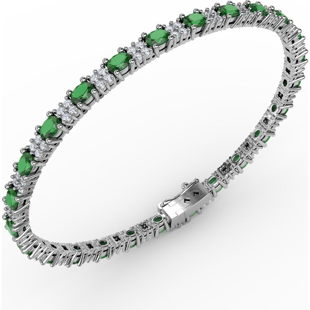 Alternating Emerald and Diamond Tennis Bracelet by Fana - 6.00 Carat Total Gemstone Weight