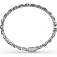 Alternating Emerald and Diamond Tennis Bracelet by Fana - 6.00 Carat Total Gemstone Weight