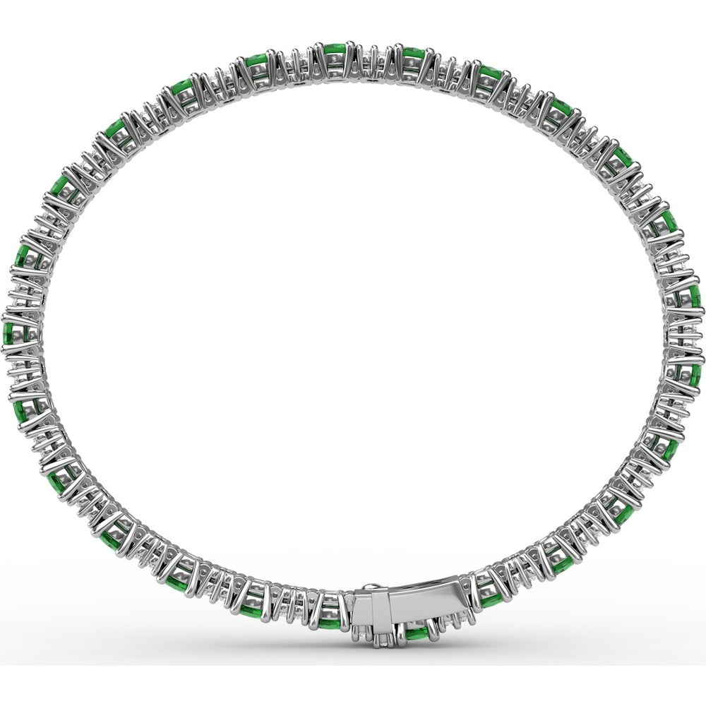 Alternating Emerald and Diamond Tennis Bracelet by Fana - 6.00 Carat Total Gemstone Weight