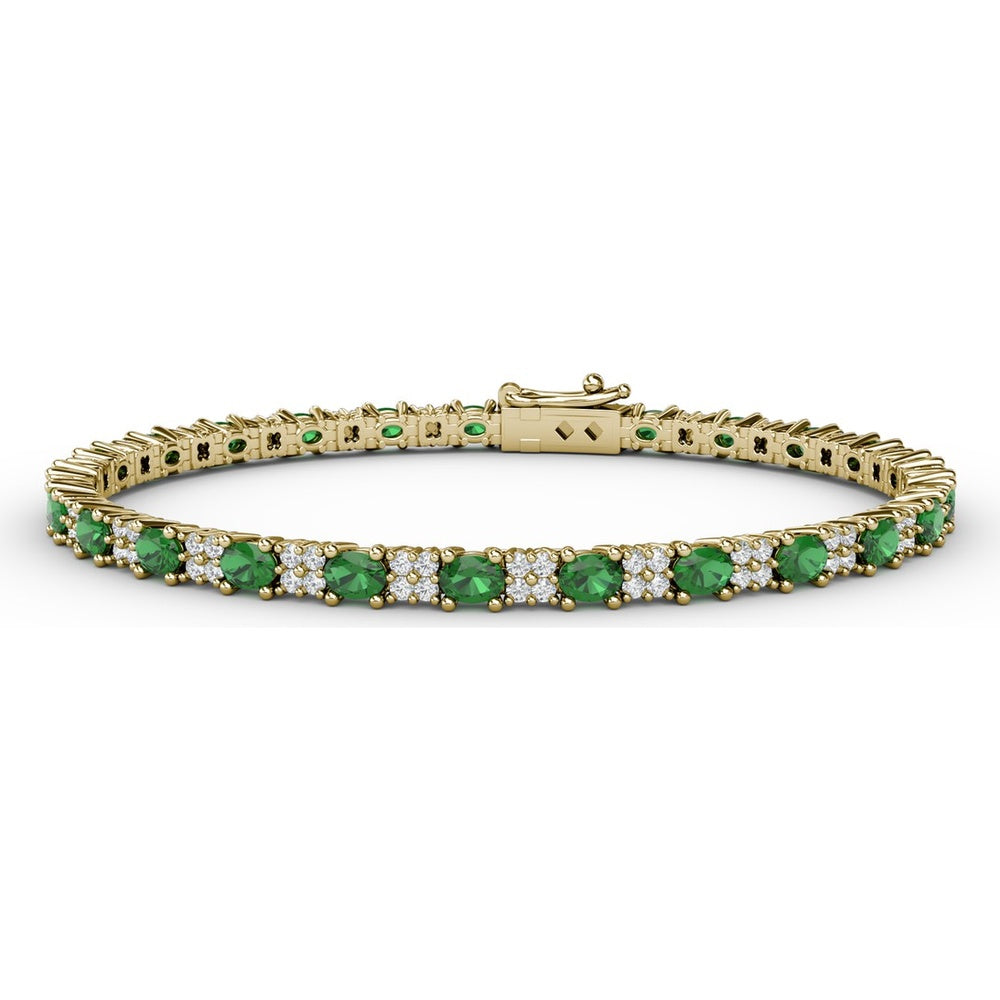 Alternating Emerald and Diamond Tennis Bracelet by Fana - 6.00 Carat Total Gemstone Weight
