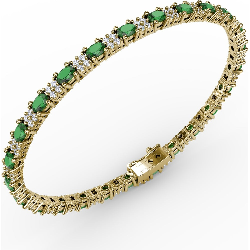Alternating Emerald and Diamond Tennis Bracelet by Fana - 6.00 Carat Total Gemstone Weight