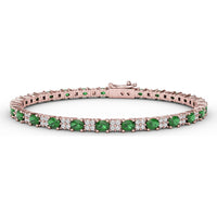 Alternating Emerald and Diamond Tennis Bracelet by Fana - 6.00 Carat Total Gemstone Weight