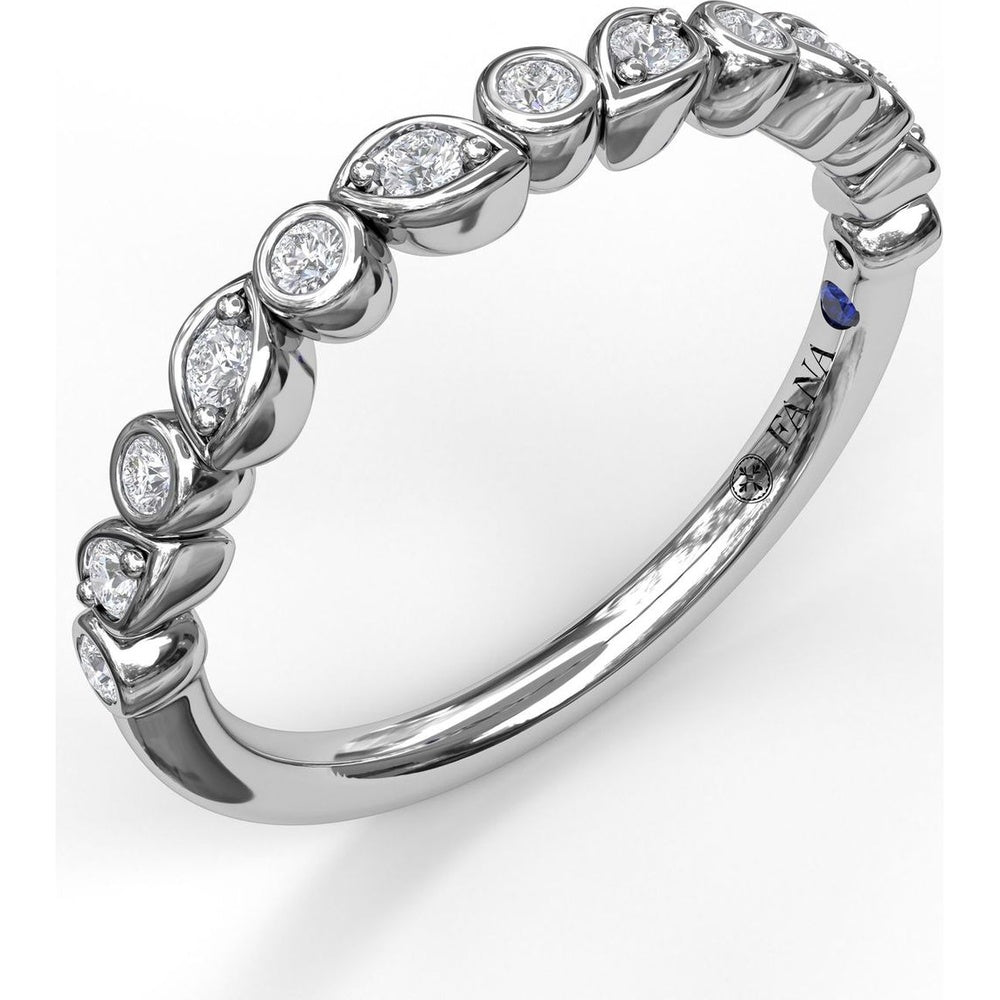 Alternating Marquise and Round Bezel-Set Diamond Band by Fana - 0.18 Carat Total Diamond Weight