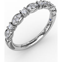 Alternating Marquise and Round Diamond Band with Pavé and Bezel Details by Fana - 0.23 Carat Total Diamond Weight